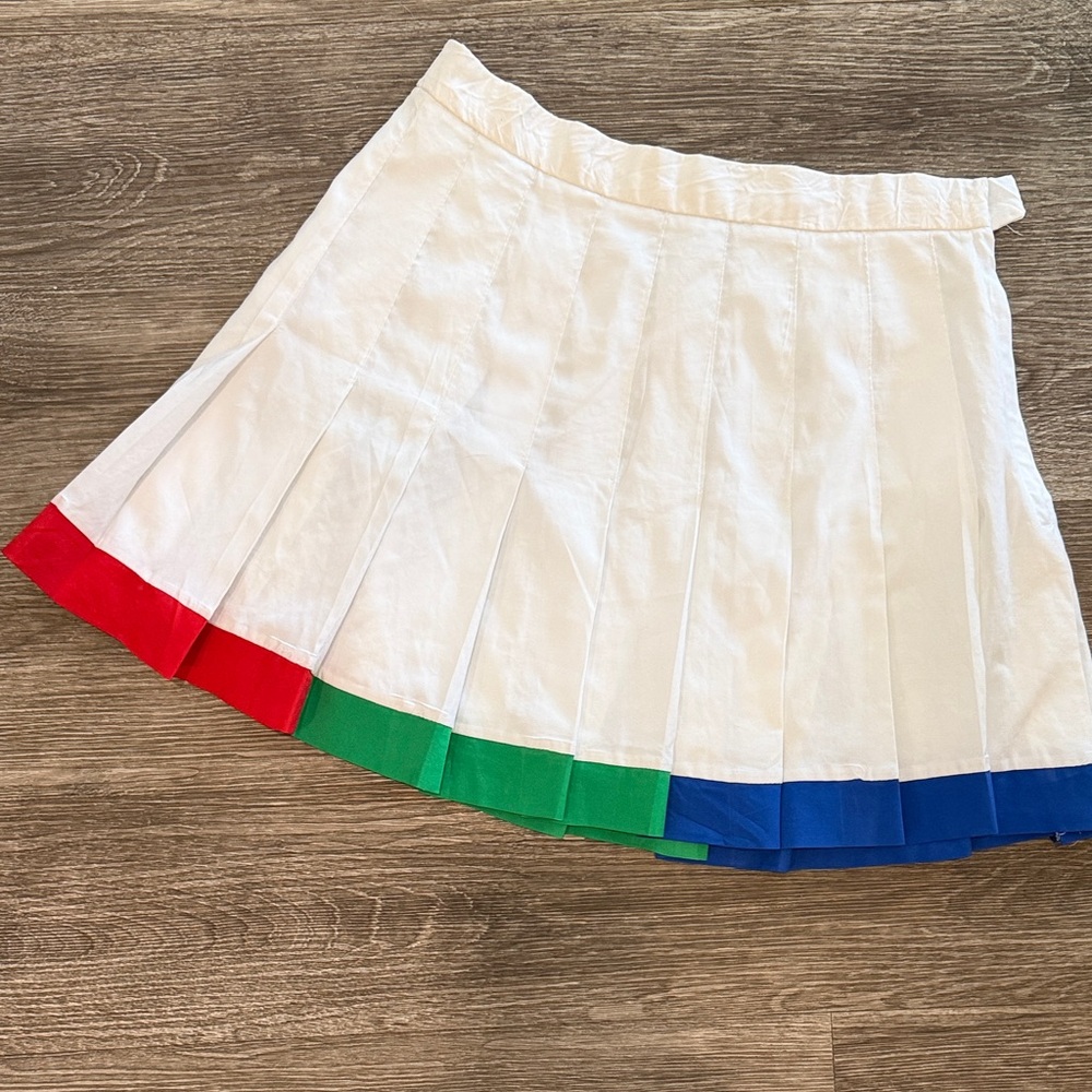 Vintage 80s 90s pleated tennis racquet club skirt white multicolor small RARE
